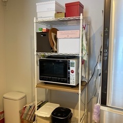 レンジ台　オープンラック　キッチンボード　ニトリ　白