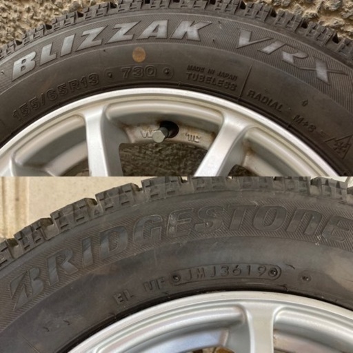 【19年製バリ山】155\65R13 VRX ブリザック 冬タイヤ アルミ４本