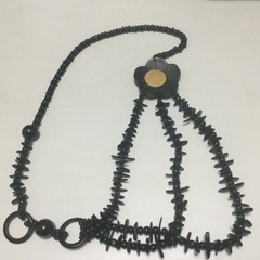 レディースネックレス　ブラック+ピアス2