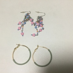 レディースネックレス　ブラック+ピアス2の画像