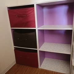 カラーボックス　3段✖️2個　ボックス6個付き　暗所利用のため日焼けなしの画像