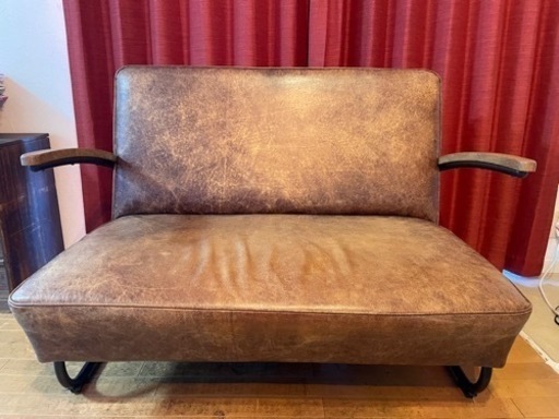 クラッシュゲート　本革二人掛けソファ　スカー　関家具