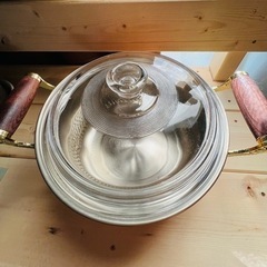 銅製ガラス蓋両手鍋(未使用)の画像