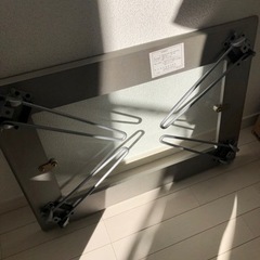 【折り畳み式】ローテーブル　ガラス　シルバーの画像