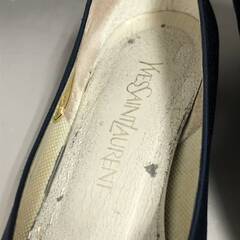 🔷🔶🔷KNY2/37 Yves Saint Laurent イヴサンローラン パンプス 37 24㎝ ネイビー 婦人靴 レディース YSL フォーマル 紺 ヒール ラウンドトゥ◆🔷🔶🔷の画像