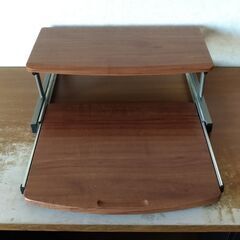 キーボード/ノートPC・モニター台（木製、二段、下段可動スライド式）の画像