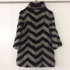 moussyマウジーボーダーヘリンボーンリアルファー毛皮コートの画像