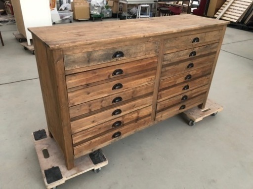 ヴィンテージ調 古材使用の4段チェスト 定価12万円超 横幅155cm×奥行45cm×高さ90cm