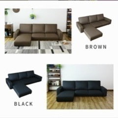 三人掛け　ローソファ　ブラウン色の画像