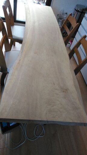 桧　無垢一枚板テーブル　椅子四脚セット