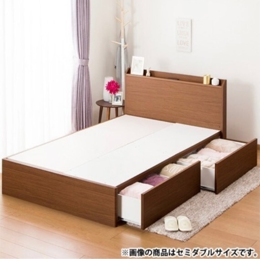 【定価10万円以上】ニトリ 収納コンセント付ダブルベッド＋無印良品 ポケットコイルスプリングマットレス