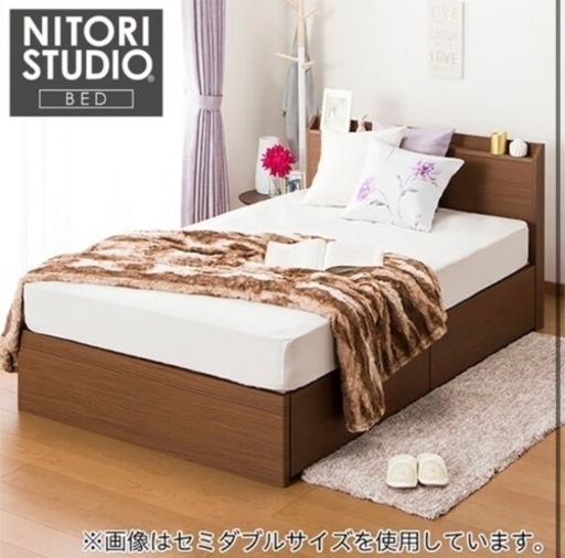 【定価10万円以上】ニトリ 収納コンセント付ダブルベッド＋無印良品 ポケットコイルスプリングマットレス