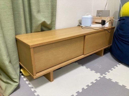 無印　オーク材ＡＶラック薄型（引戸）・幅１１０ｃｍ　テレビ台