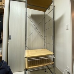 無印良品　スチールユニットシェルフ・オーク材棚セット　58cm幅...