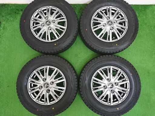 新品同様？ 新品時のイボ・ライン有 社外アルミ付 冬タイヤ 145R12 6PR エヴリィ/ハイゼット/サンバー他/軽バン/軽トラ用 JWL-T 車検対応！⑤