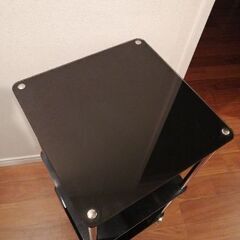 ガラス板シェルフ　シルバー×ブラックの画像