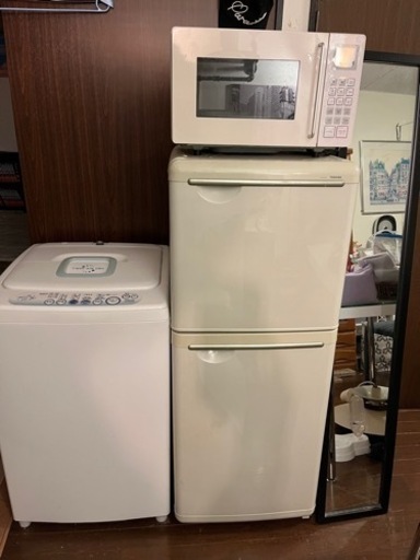 洗濯機、冷蔵庫、電子レンジ、ミラー4点セット