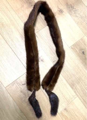 ミンク イタチ リアルファーマフラー マフラー 高級 しっぽ 茶 毛皮