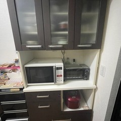 食器棚　縦180 横89 奥行き45 コンセント付き 茶色木目
