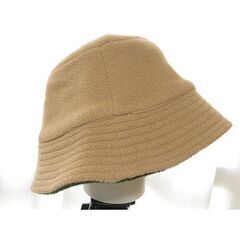 ■ベージュと暗緑色リバーシブル帽子の画像