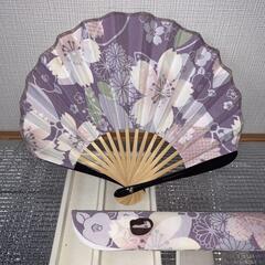 扇子　うちわ　センス　パープル　花柄　21cm