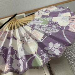 扇子　うちわ　センス　パープル　花柄　21cmの画像