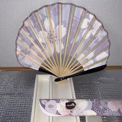 扇子　うちわ　センス　パープル　花柄　21cmの画像