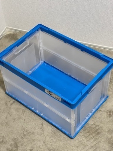 【20個】アスクル「現場のチカラ」 軽量折りたたみコンテナ フタ無 50L ブルー 1個 オリジナル