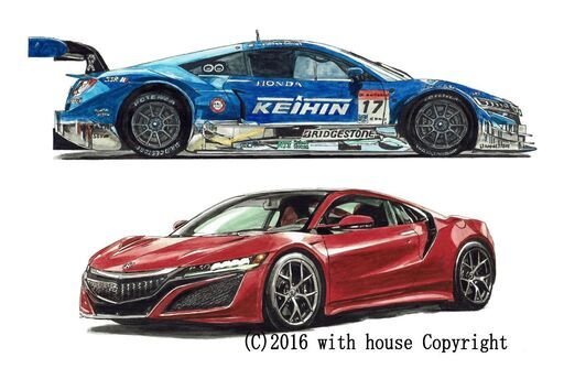 NC-353 KEIHIN HONDA NSX Concept-GT 限定版画 直筆サイン有 額装済 作家 平右ヱ門