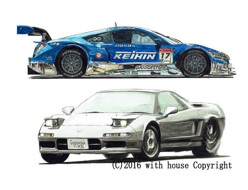 NC-358 KEIHIN HONDA NSX Concept-GT 限定版画 直筆サイン有 額装済 作家 平右ヱ門