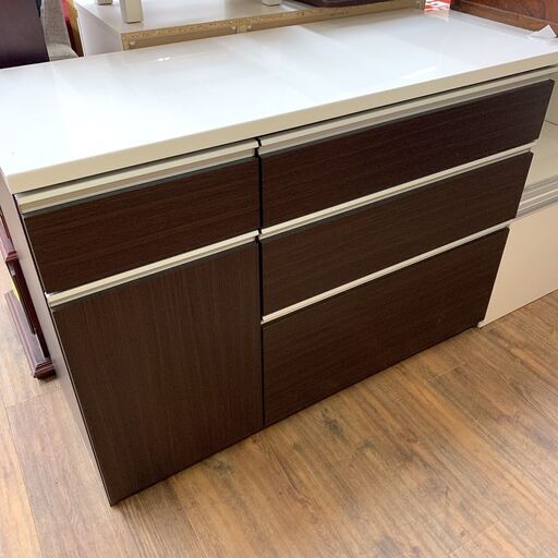 カウンター収納　ダークブラウン　キッチン家具