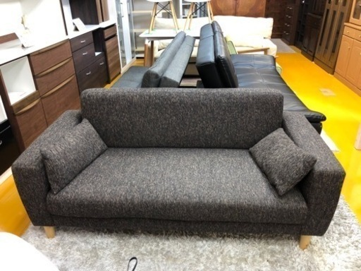 【リサイクルサービス八光】ブラウン　2人掛けワイドソファ