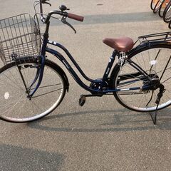 27インチ 自転車 6段変速 シティサイクル ママチャリ ネイビ...