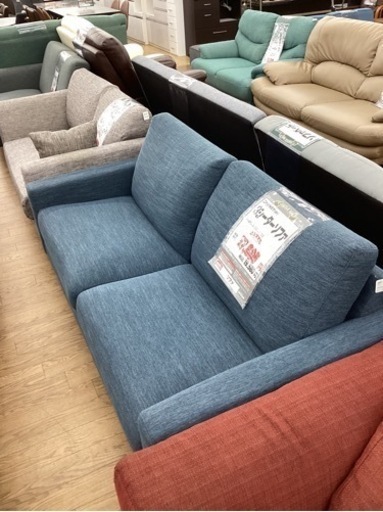 KA-10【新入荷　リサイクル品】ニトリNポケット　3シーターソファ　ブルー系