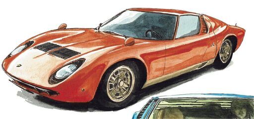 GC-367 ランボルギーニミウラ 限定版画 直筆サイン有 額装済 作家 平右ヱ門