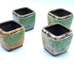 白　四角　高さ8CM　口径6.5CM　植木鉢　陶器　多肉植物　寄せ植えの画像