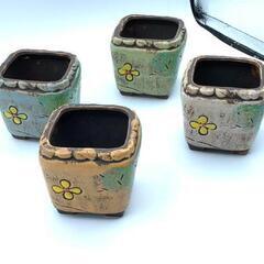 白　四角　高さ8CM　口径6.5CM　植木鉢　陶器　多肉植物　寄せ植えの画像