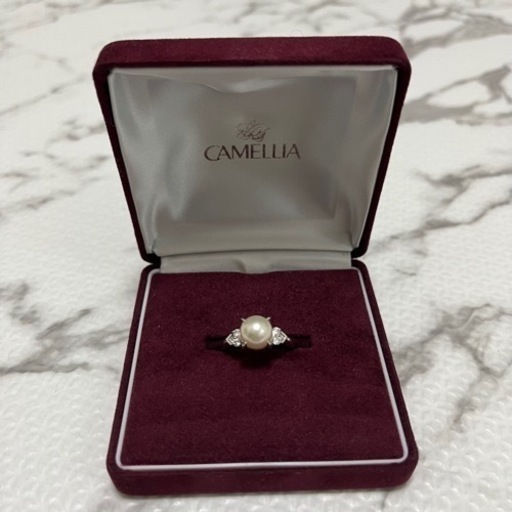 CAMELLIA カメリア 真珠+ダイヤモンド プラチナ 指輪 ジュエリーマキ 13号