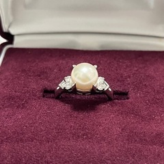CAMELLIA カメリア 真珠+ダイヤモンド プラチナ 指輪 ジュエリーマキ 13号の画像