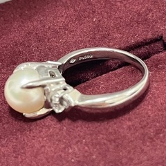 CAMELLIA カメリア 真珠+ダイヤモンド プラチナ 指輪 ジュエリーマキ 13号の画像