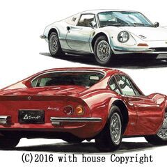 GC-378 フェラーリディーノ 限定版画 直筆サイン有 額装済 作家