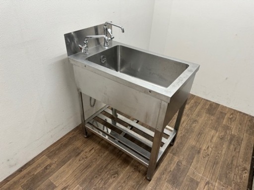 業務用　ステンレス　１槽シンク流し台　蛇口付き　店舗　厨房　W４８０ｘＤ７５０ｘＨ８００ｍｍ