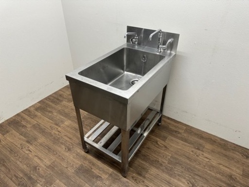業務用　ステンレス　１槽シンク流し台　蛇口付き　店舗　厨房　W４８０ｘＤ７５０ｘＨ８００ｍｍ