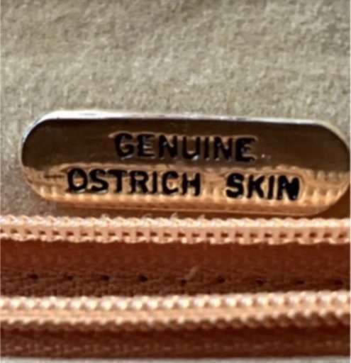 genuine leather ブランド　オーストリッチ　濃いオレンジ系　中古
