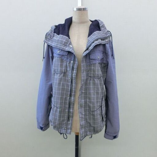 マリテフランソワジルボー ブルゾン Lサイズ 青×グレー系 フード付き