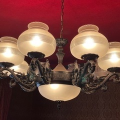 【価格交渉可】中古　シャンデリア　照明　セット　昭和　レトロ　ヴィンテージ　ビンテージの画像