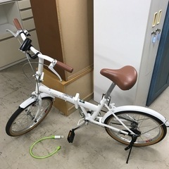 ロ2301-088 おりたたみ自転車 白 汚れ キズあり 20イ...