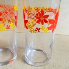 昭和レトロ☆当時物　花柄グラス　ノベルティ　販促品　スカット　skattの画像