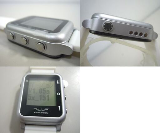 使用感少 朝日ゴルフ ゴルフ用GPSナビ EAGLE VISION watch4 EV-717 ホワイト ユニセックス 腕時計型 ☆ 