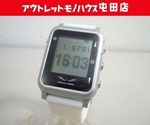 使用感少 朝日ゴルフ ゴルフ用GPSナビ EAGLE VISION watch4 EV-717 ホワイト ユニセックス 腕時計型 ☆ 札幌市 北区 屯田